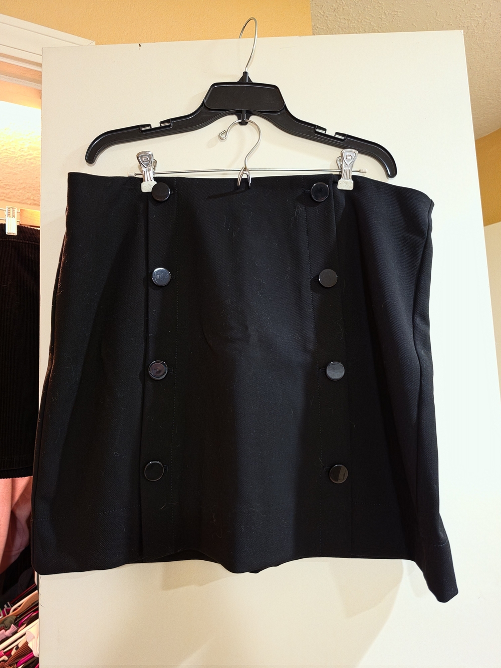 LOFT Black Mini Skirt with Double-Row Buttons